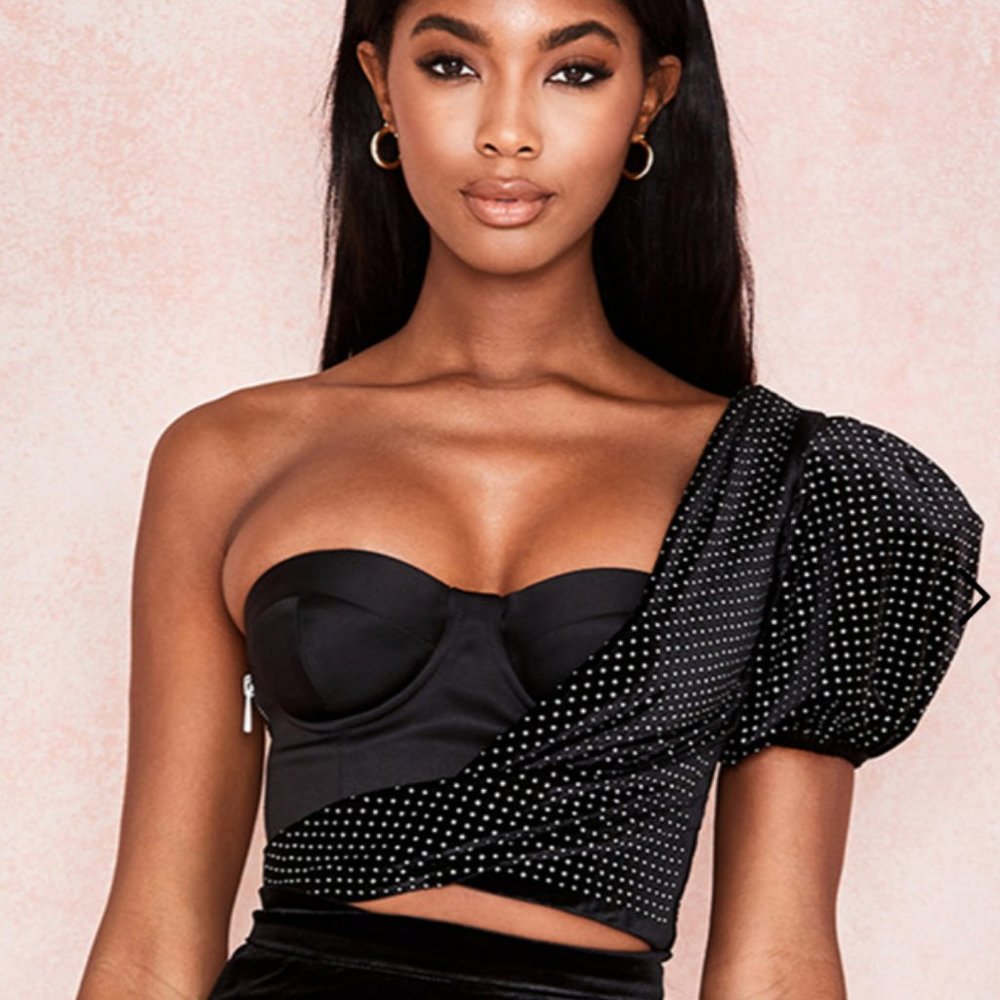 Black Crystal Bustier - House of CB Top